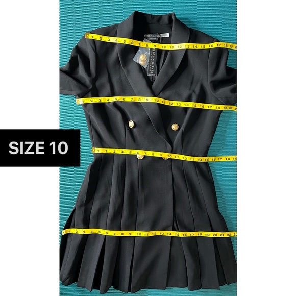 Alice + Olivia Kyrie Black Tuxedo Pleated Skirt Mini Dress - Picture 12 of 16